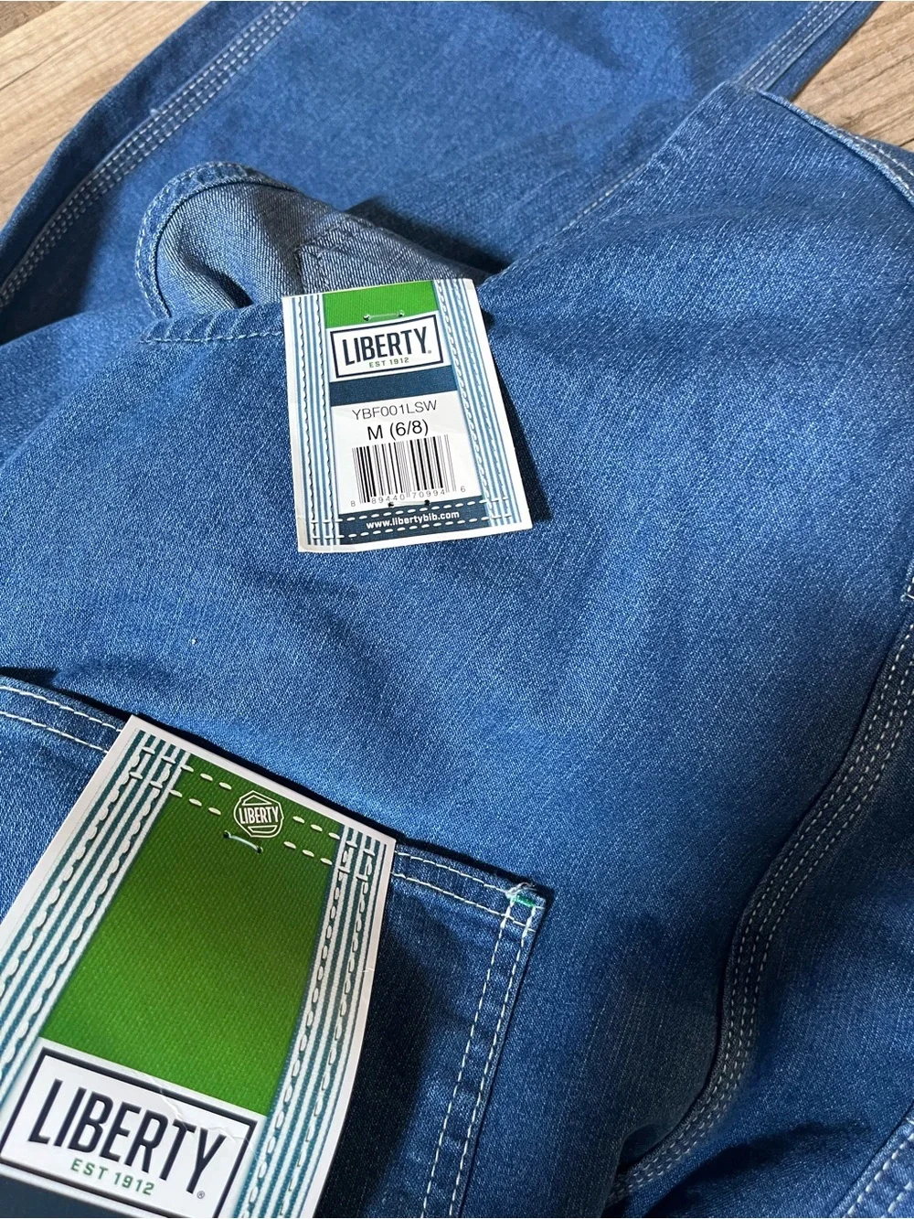 NWT liberty Blue Denim Women's Overalls with Front Bib Pocket Size Medium